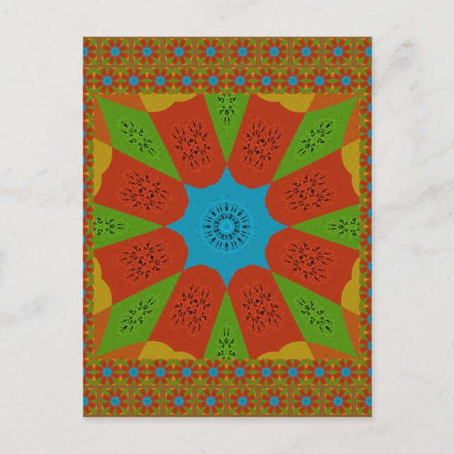 Cartão Postal Kaleidoscope Bloom Uma Vibrante Cor Impressão Afri (Frente)