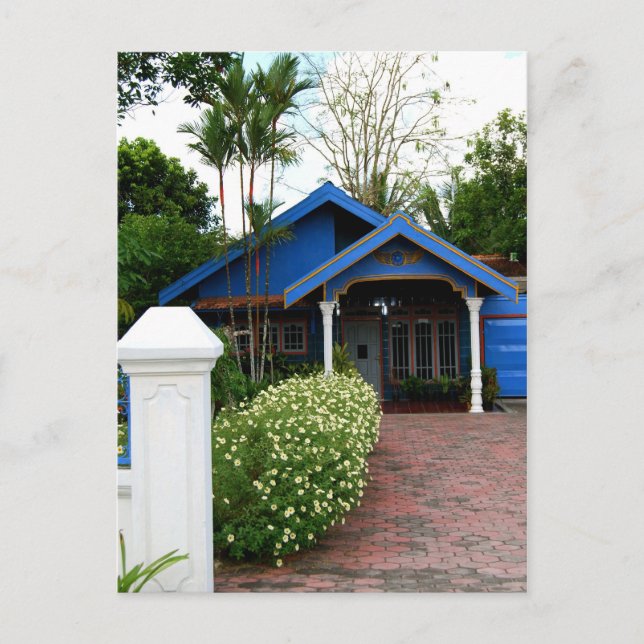 Cartão Postal Kalimantan Indonesia Blue House (Frente)