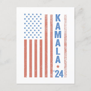 Cartão Postal Kamala Bandeira Americana Eleição Presidente 