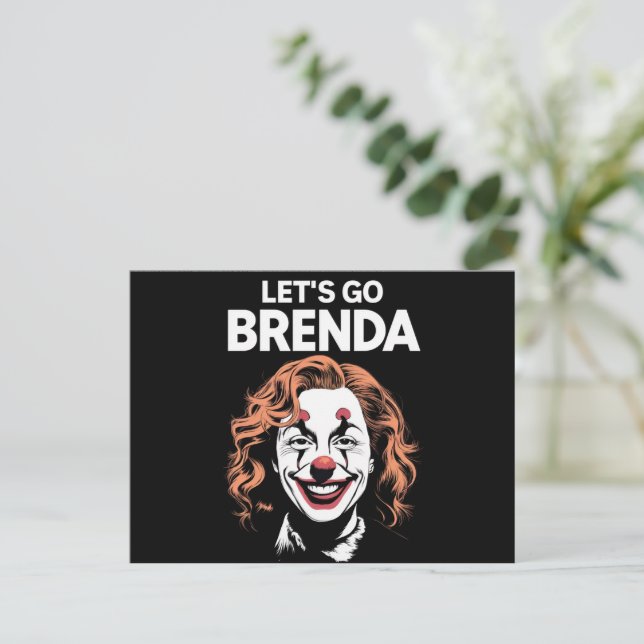 Cartão Postal Kamala Clown Vamos Go Brenda (Em pé/Frente)