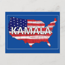 Cartão Postal Kamala E Estados Unidos Em Cores De Bandeira