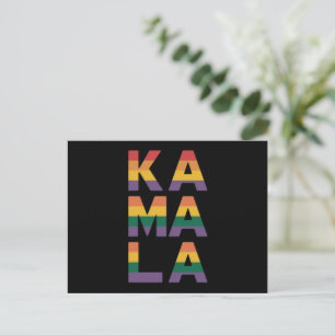 Cartão Postal Kamala Harris 2024 Bandeira Arco-Íris Orgulho Gay 