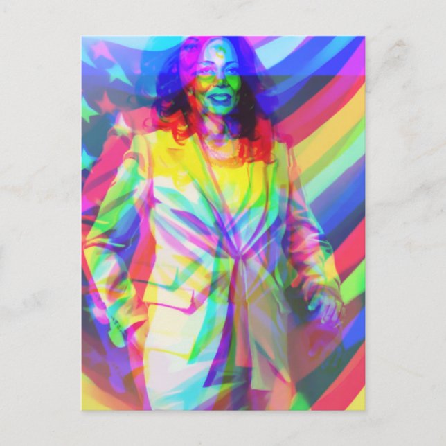 Cartão Postal Kamala Harris 2024 meu presidente é negro e famoso (Frente)