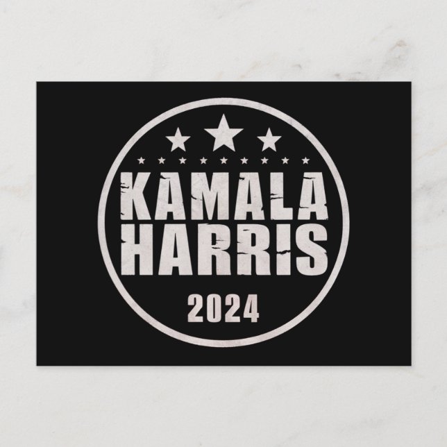 Cartão Postal Kamala Harris 2024 Para Presidente Retro Eleição (Frente)