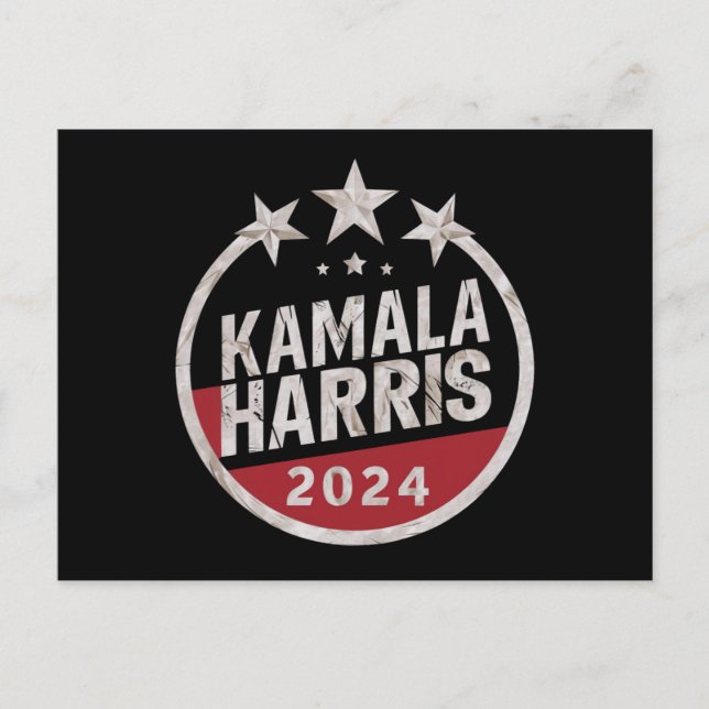 Cartão Postal Kamala Harris 2024 Para Presidente Retro Eleição (Frente)