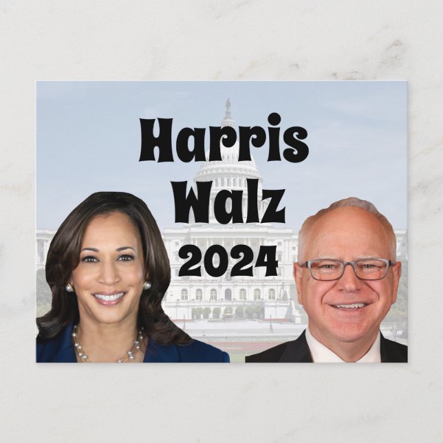 Cartão Postal Kamala Harris e Tim Walz 2024 (Frente)