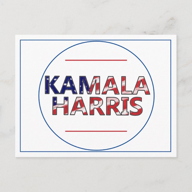 Cartão Postal Kamala Harris Em Bandeiras (Frente)