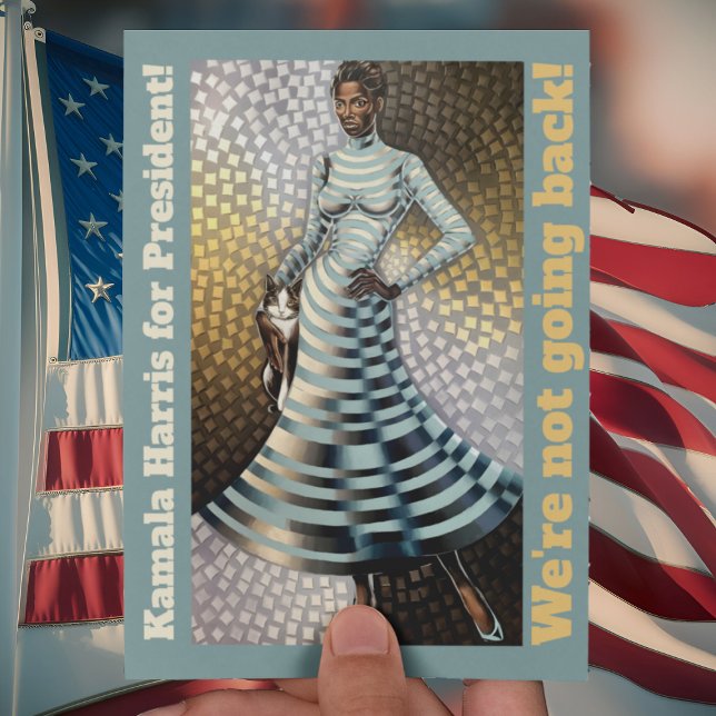 Cartão Postal Kamala Harris para Presidente! Não vamos voltar at (Criador carregado)