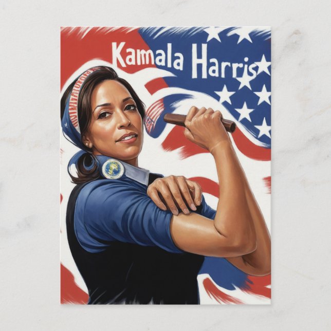 Cartão Postal Kamala Harris Patriótico (Frente)
