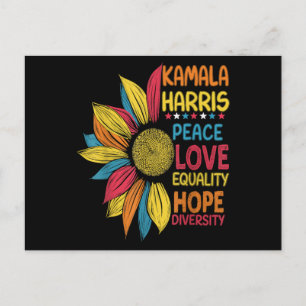 Cartão Postal Kamala Harris Paz Igualdade de Amor Esperam Divers