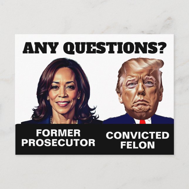 Cartão Postal Kamala Harris Promotor Trump Felon (Frente)