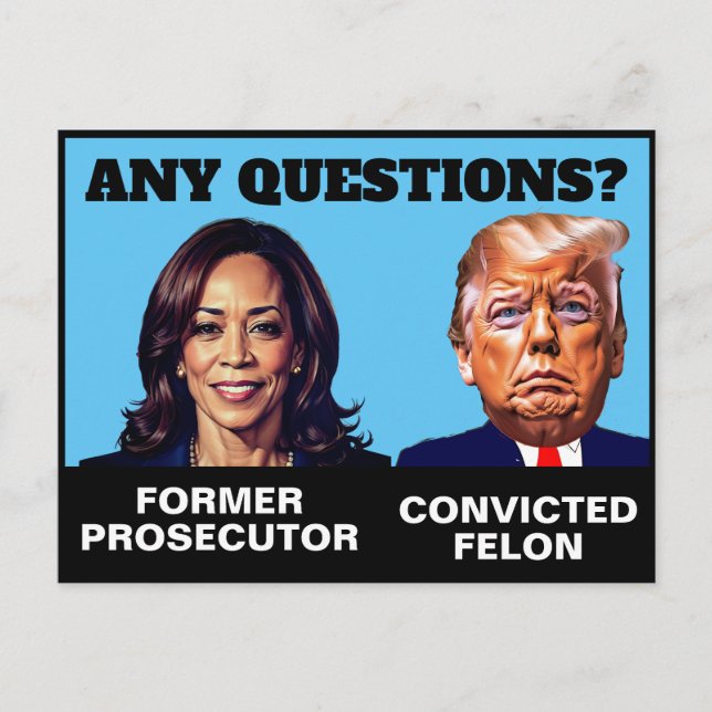 Cartão Postal Kamala Harris Promotor Trump Felon (Frente)