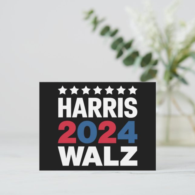 Cartão Postal Kamala Harris Walz Para Presidente Vice-Presidente (Em pé/Frente)