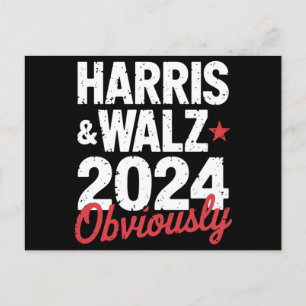 Cartão Postal Kamala Walz Obviamente 2024 Harris Waltz 2024