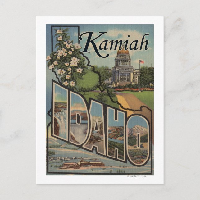 Cartão Postal Kamiah, IdahoCenas de Letras GrandesKamiah, ID (Frente)