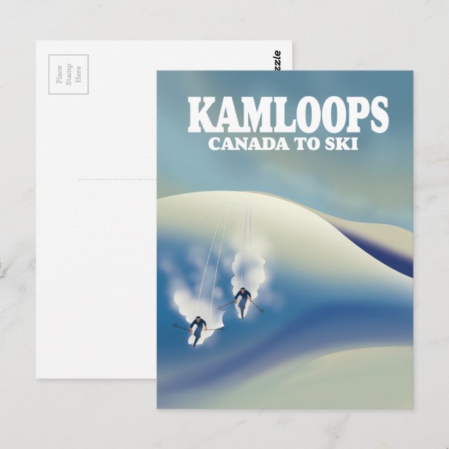 Cartão Postal Kamloops Canadá para esqui (Frente/Verso)