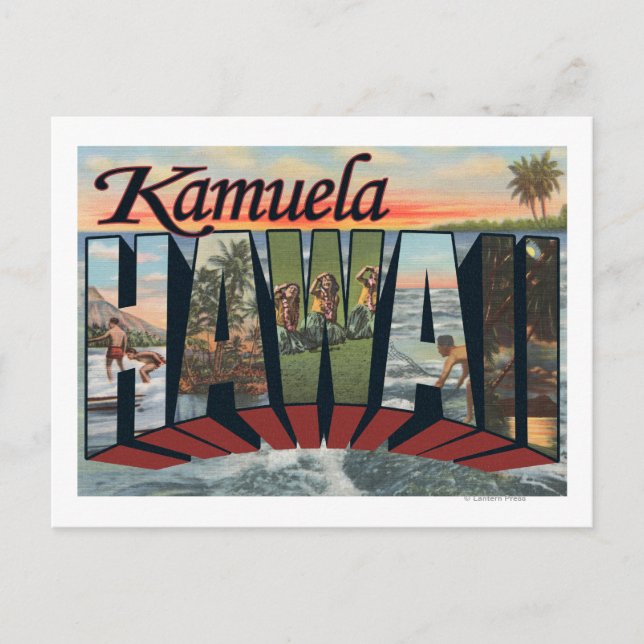 Cartão Postal Kamuela, Havaí - Cenas com Letras Grandes (Frente)