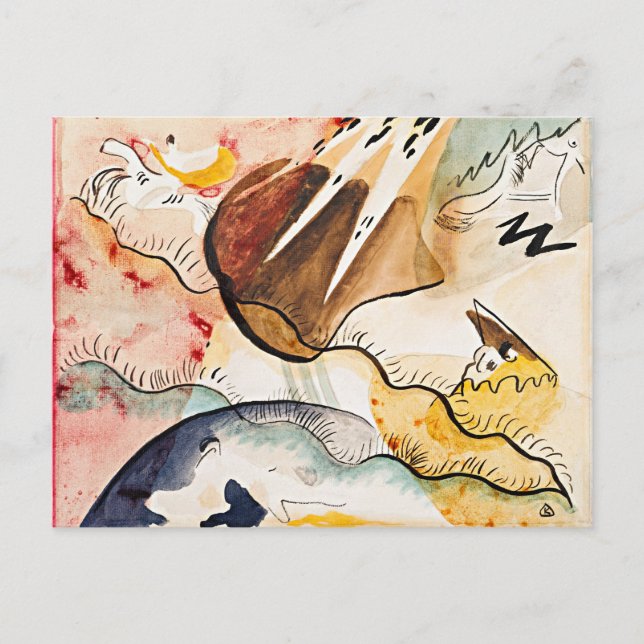 Cartão Postal Kandinsky - Paisagem de chuva, abstrato art, (Frente)