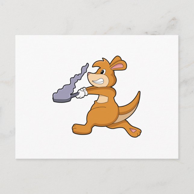 Cartão Postal Kangaroo as Cook with Pan (Frente)
