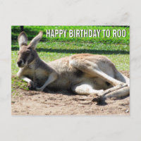 Kangaroo Happy Birthday - Cartão-postal para Roo