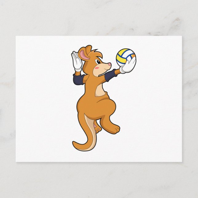Cartão Postal Kangaroo nos Esportes de Voleibol (Frente)