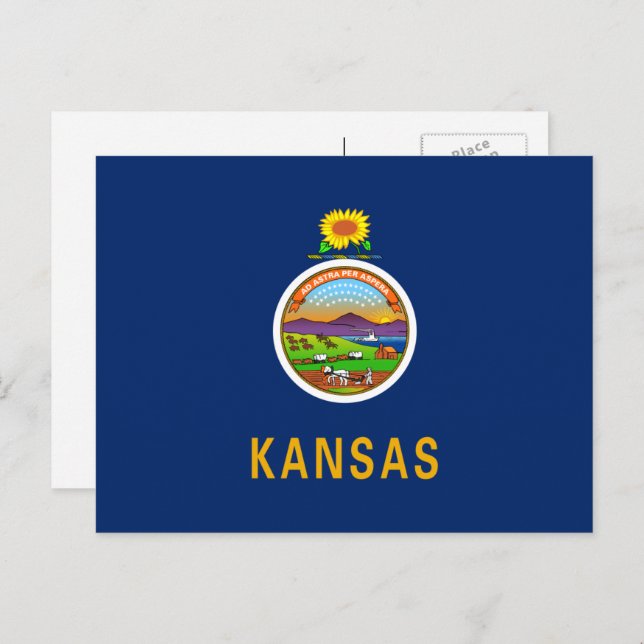 Cartão Postal Kansan Flag, Flag do Kansas (Frente/Verso)