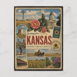Cartão postal Kansas autêntico estilo vintage