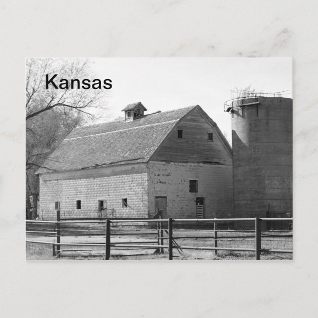 Cartão Postal Kansas Barn e Silo (Frente)