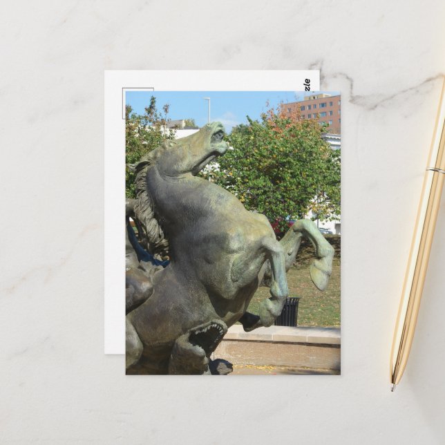 Cartão Postal Kansas City Fountain Horse in Autumm (Frente/Verso In Situ)