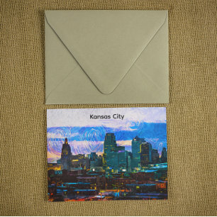 Cartão Postal Kansas City Oil Paint Panorama View Vintage