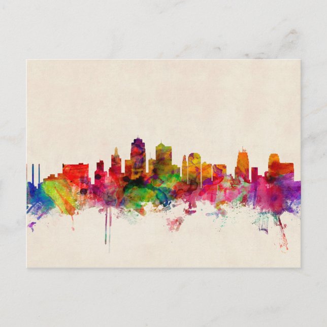 Cartão Postal Kansas City Skyline Cityscape (Frente)