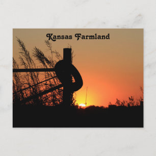Cartão Postal Kansas Country Farmland Sunset