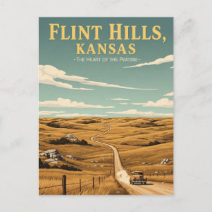 Cartão Postal Kansas Flint Colinas Viagem de Souvenir
