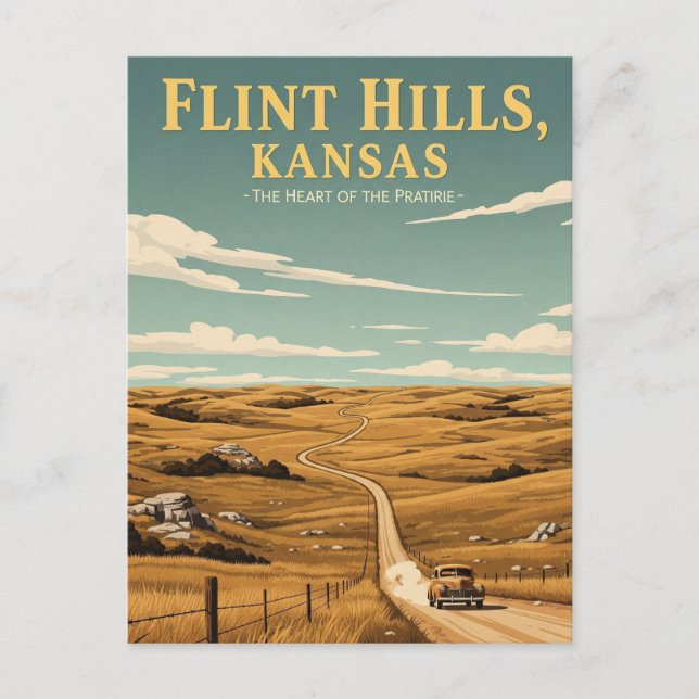 Cartão Postal Kansas Flint Colinas Viagem de Souvenir (Frente)
