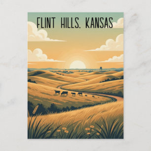 Cartão Postal Kansas Flint Colinas Viagem de Souvenir