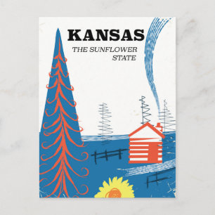 Cartão Postal Kansas "o estado do girassol" pôster de viagem vin
