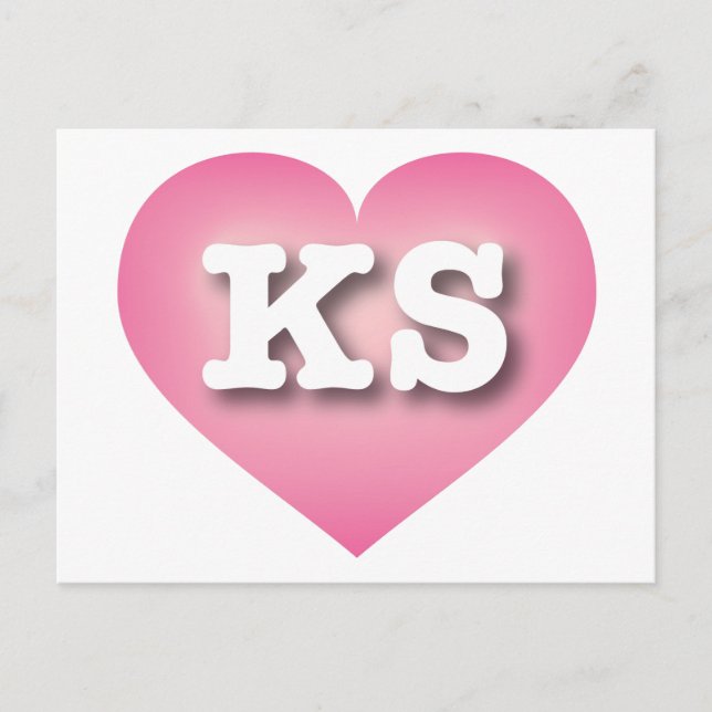 Cartão Postal Kansas Pink Fade Heart - Eu amo KS (Frente)