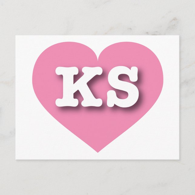 Cartão Postal Kansas Pink Heart - Eu amo KS (Frente)