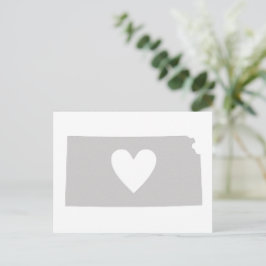 Cartão Postal Kansas State Map Shape Heart Cutout Kansan