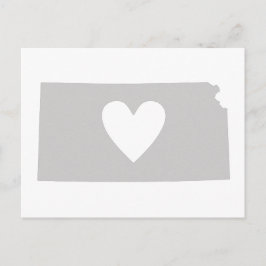 Cartão Postal Kansas State Map Shape Heart Cutout Kansan