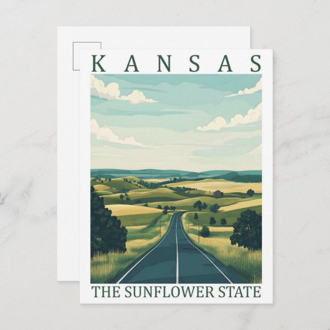 Cartão Postal Kansas the Sunflower State USA Viagem Place (Frente/Verso)