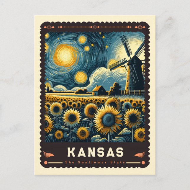 Cartão Postal Kansas | Vincent Van Gogh inspirado (Frente)