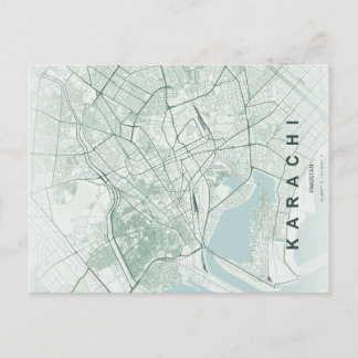 Cartão Postal Karachi Pakistan Map Minimal