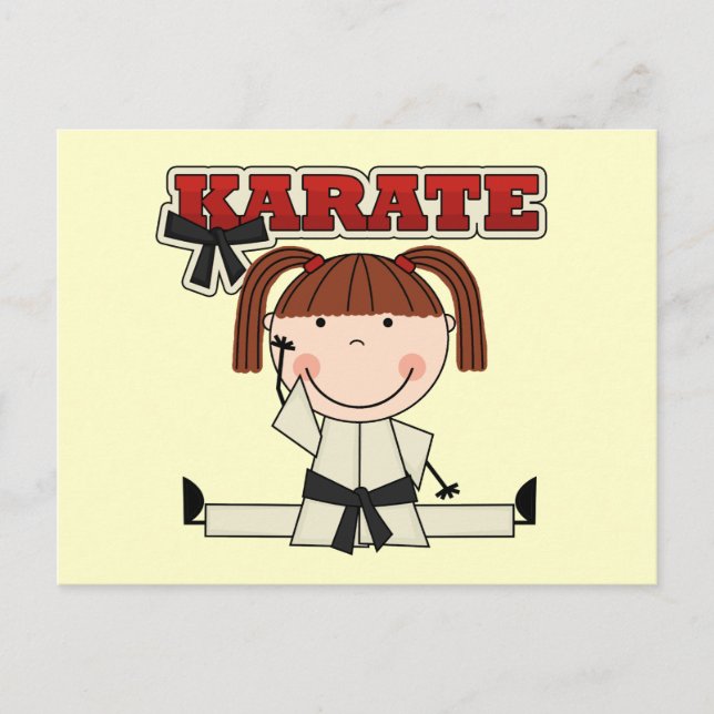 Cartão Postal KARATE - Brunette Girl T-shirts e presentes (Frente)