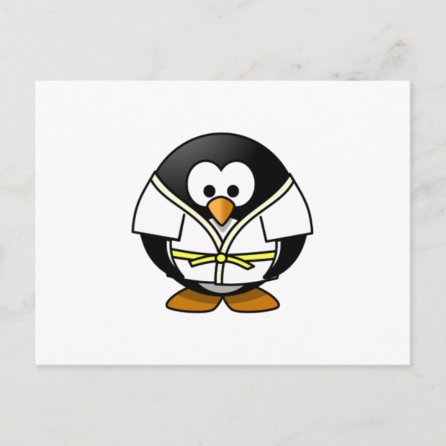 Cartão Postal Karate Penguin (Frente)