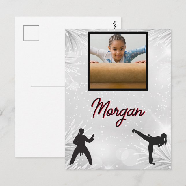 Cartão Postal Karate Winter Wonder Personalised Photo & Name (Frente/Verso)