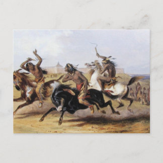 Cartão Postal Karl Bodmer - Corrida dos Cavalos dos Sioux