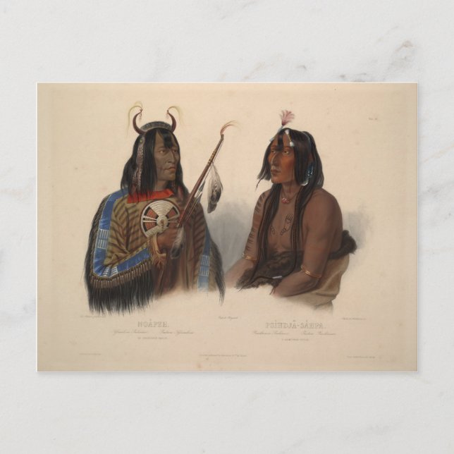 Cartão Postal Karl Bodmer-Noapeh,Assiniboin Indian,Psihdja-Sahpa (Frente)