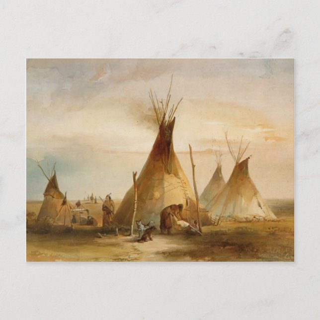 Cartão Postal Karl Bodmer - tenda Sioux (Frente)