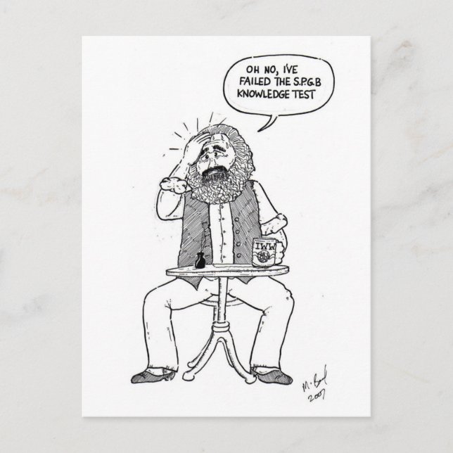 Cartão Postal Karl Marx com falha no teste SPGB (Frente)